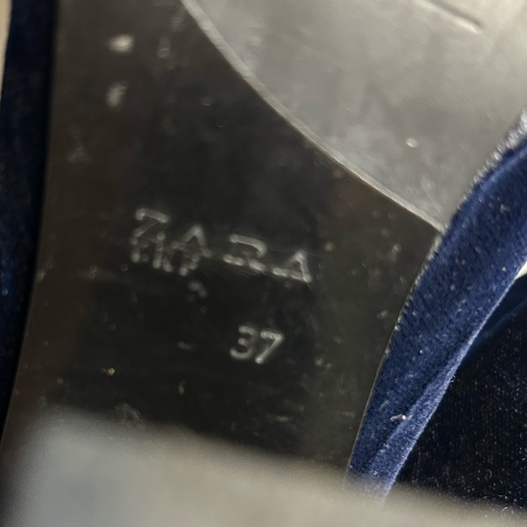 Zara Blue Velvet Zipper Ankle Boots Lace Up Heels Size 37EU /US7.5 - Picture 13 of 13